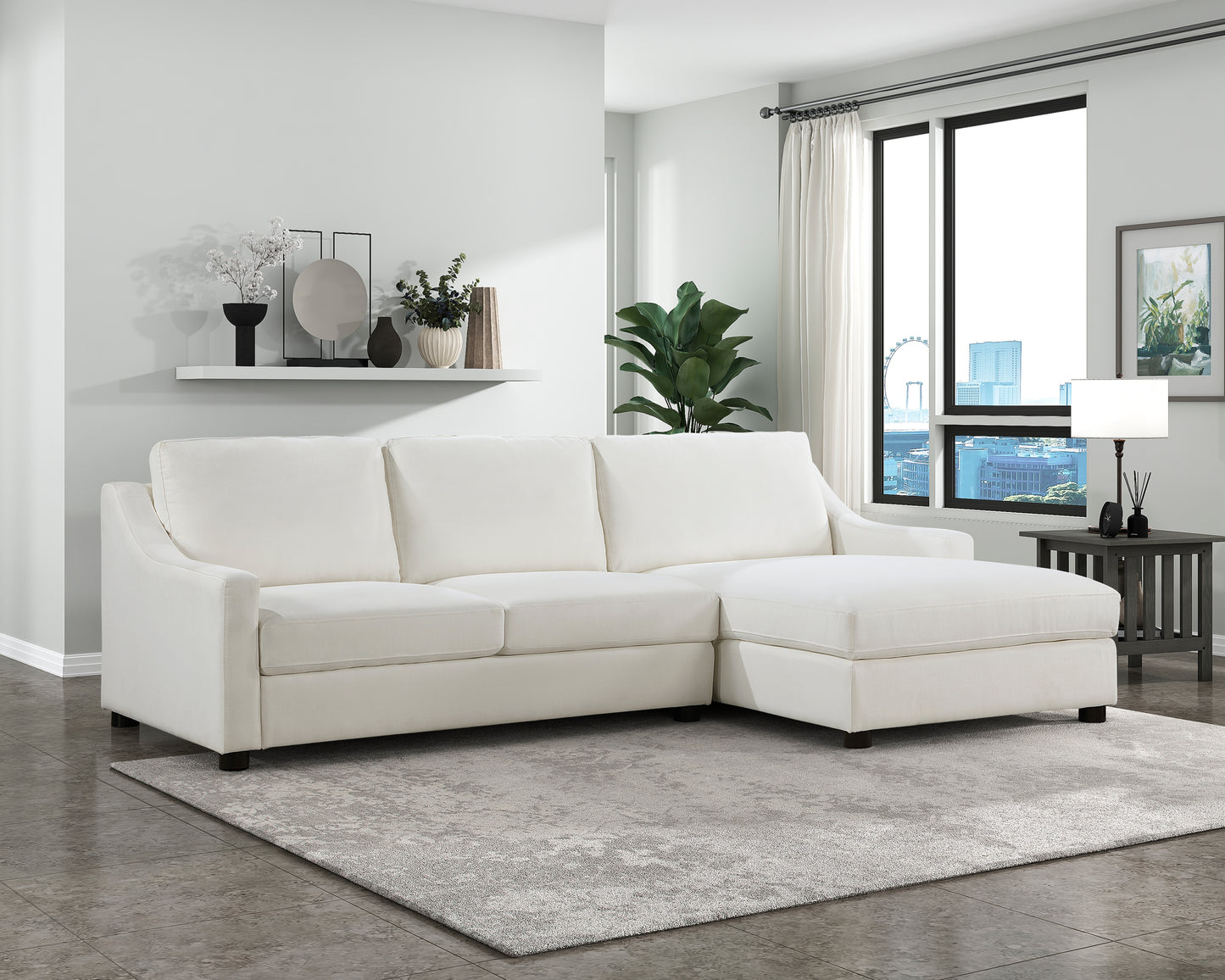 Homelegance Zayden Ivory Textured Fabric Sectional Sofa 9277VR-22LRC