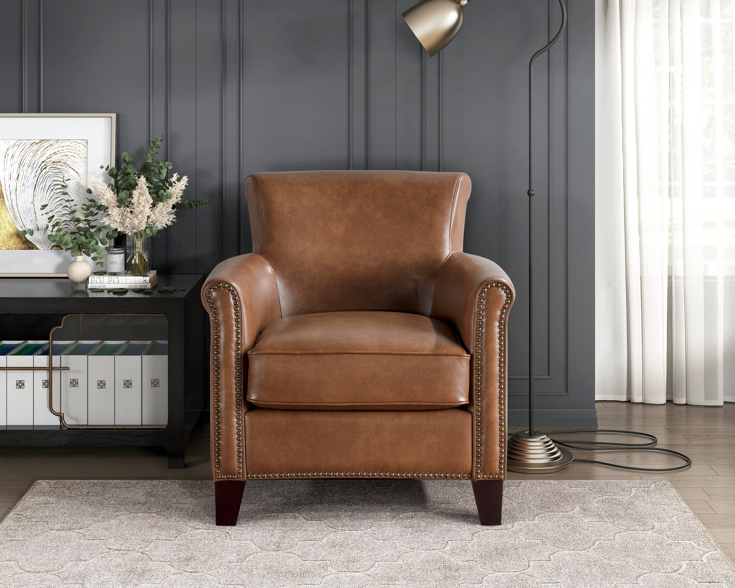 Homelegance Braintree Accent Chair in Brown Top Grain Leather 9278-3601