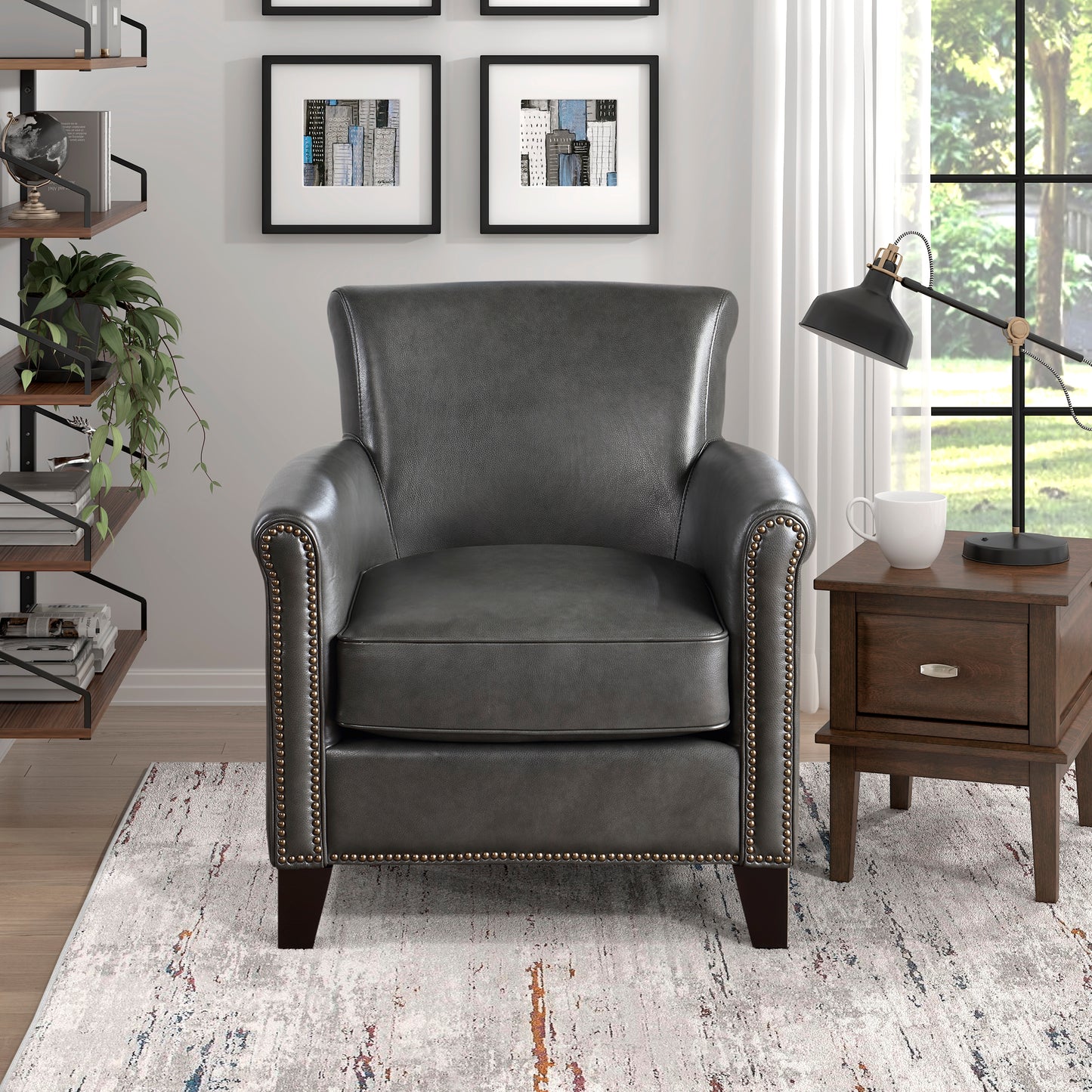 Homelegance Braintree Accent Chair in Gray Top Grain Leather 9278GRY-1