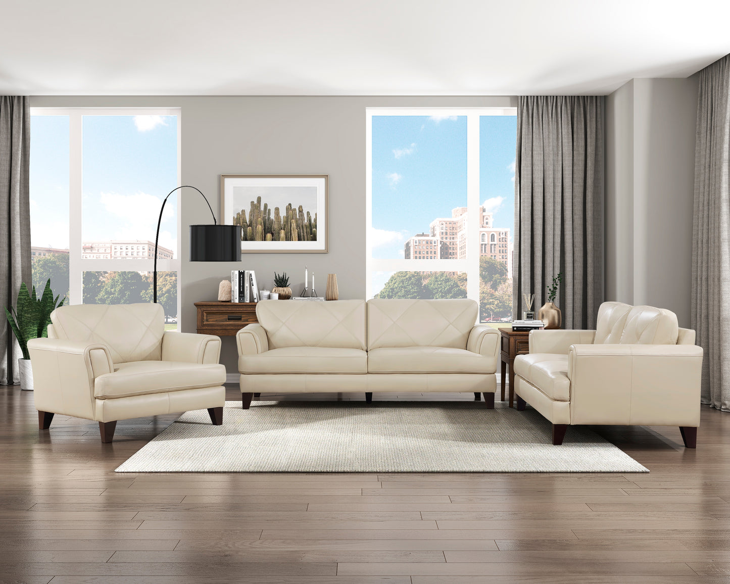 Homelegance Thierry Accent Chair in Cream Leather with Tufted Detail 9279CRM-1