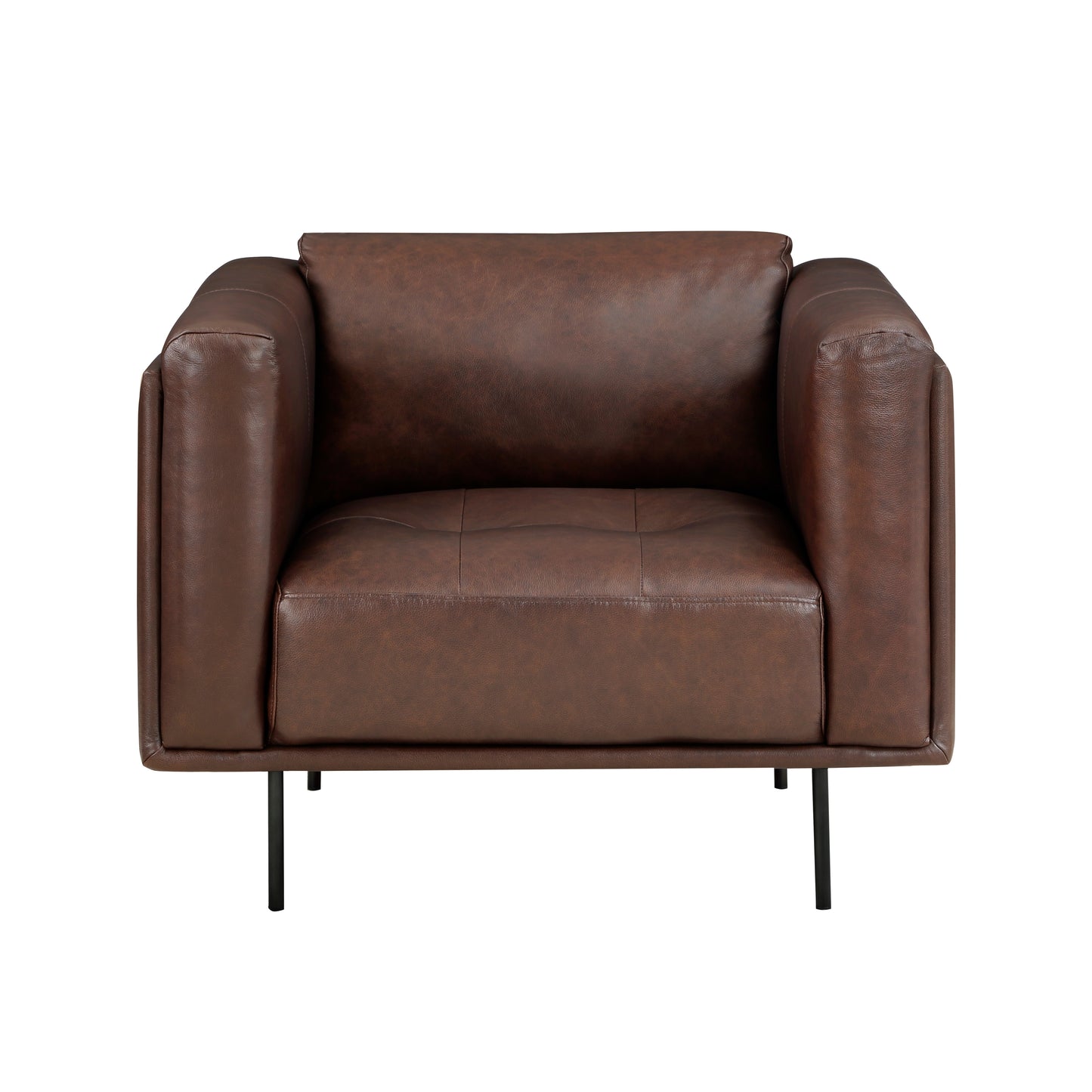 Homelegance Soren Accent Chair in Brown Leather with Tufted Detail 9280BR-1