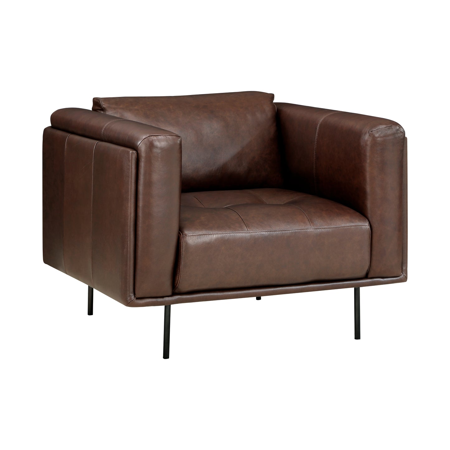 Homelegance Soren Accent Chair in Brown Leather with Tufted Detail 9280BR-1