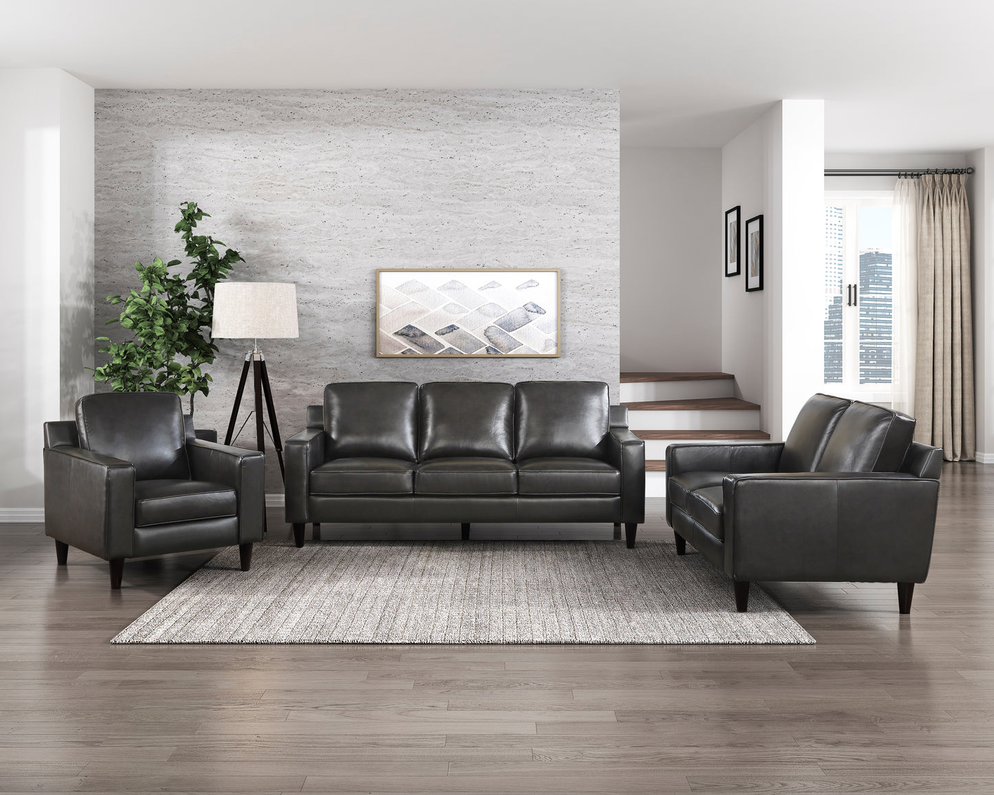 Homelegance Aldrich Accent Chair in Gray Top Grain Leather 9294GRY-1