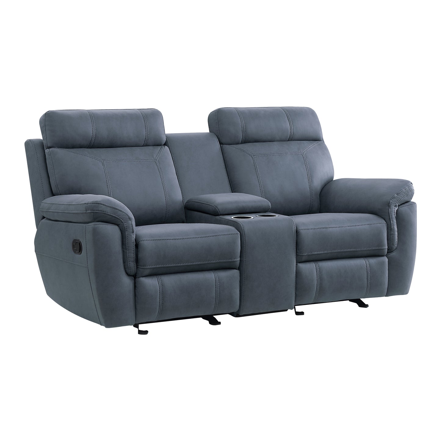 Homelegance Clifton Blue Glider Reclining Loveseat with Center Console 9301BUE-2