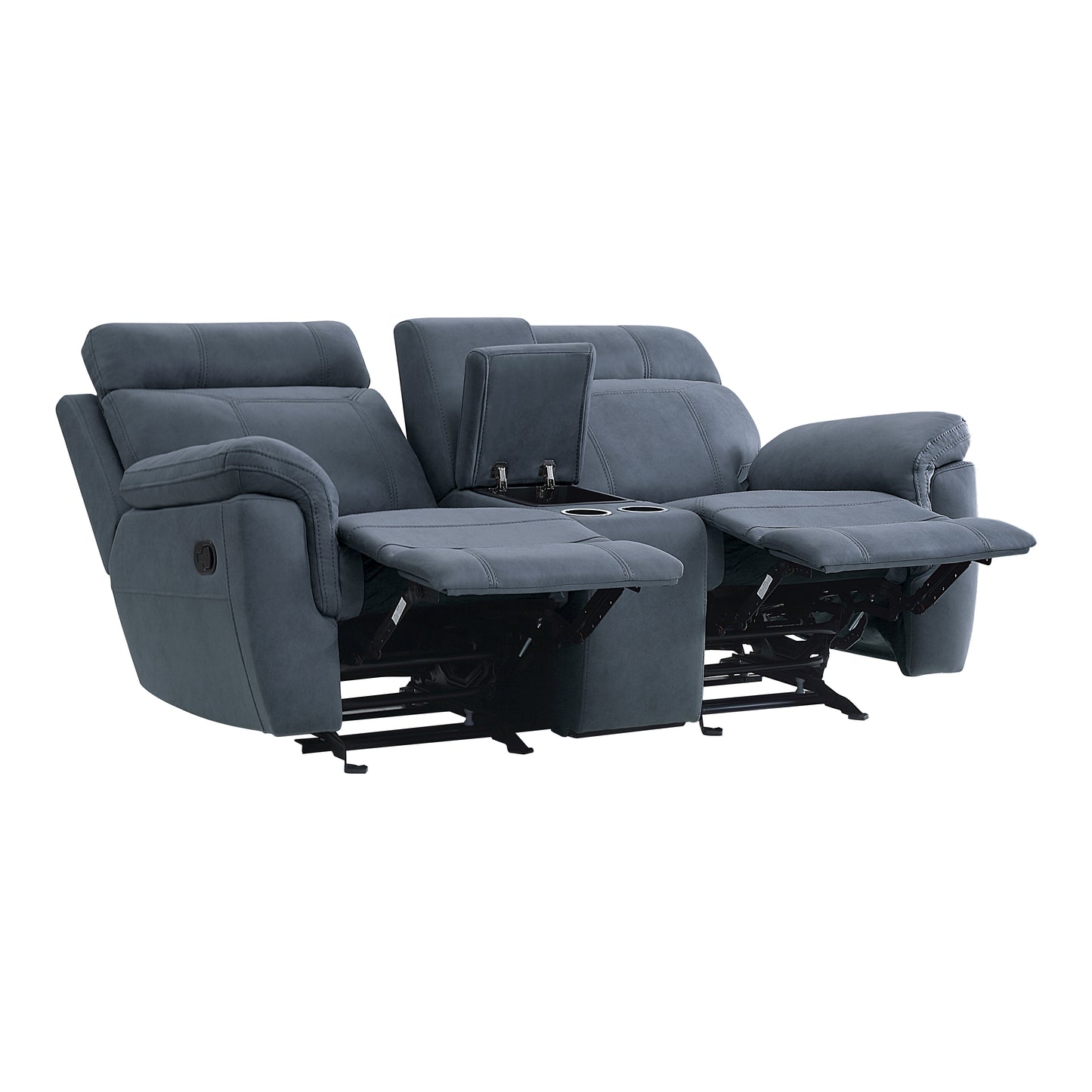 Homelegance Clifton Blue Glider Reclining Loveseat with Center Console 9301BUE-2
