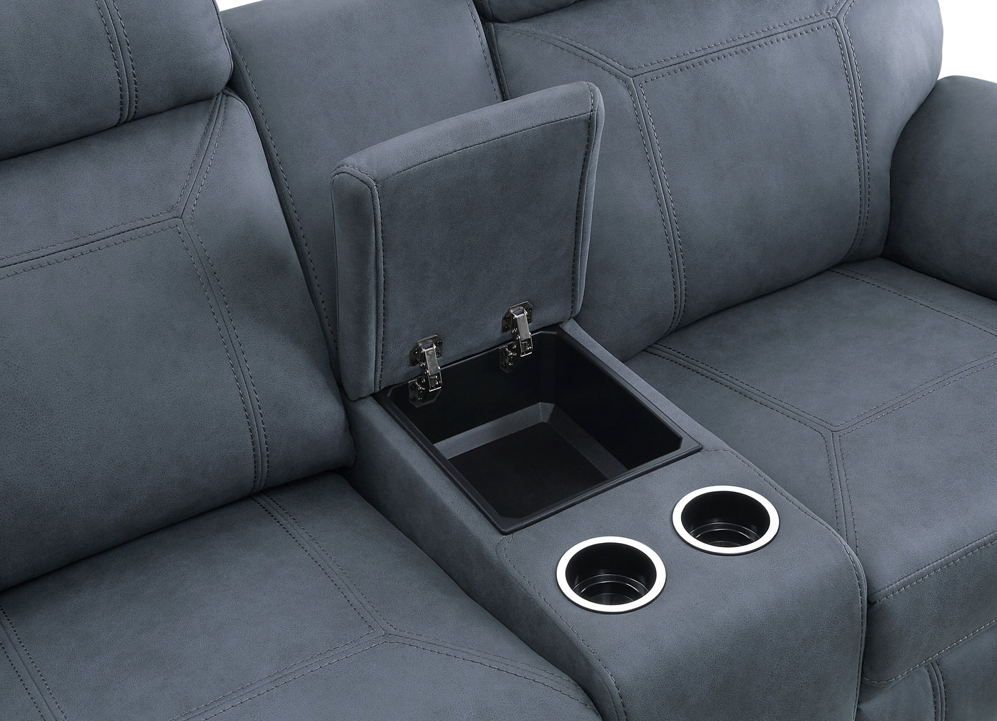 Homelegance Clifton Blue Glider Reclining Loveseat with Center Console 9301BUE-2