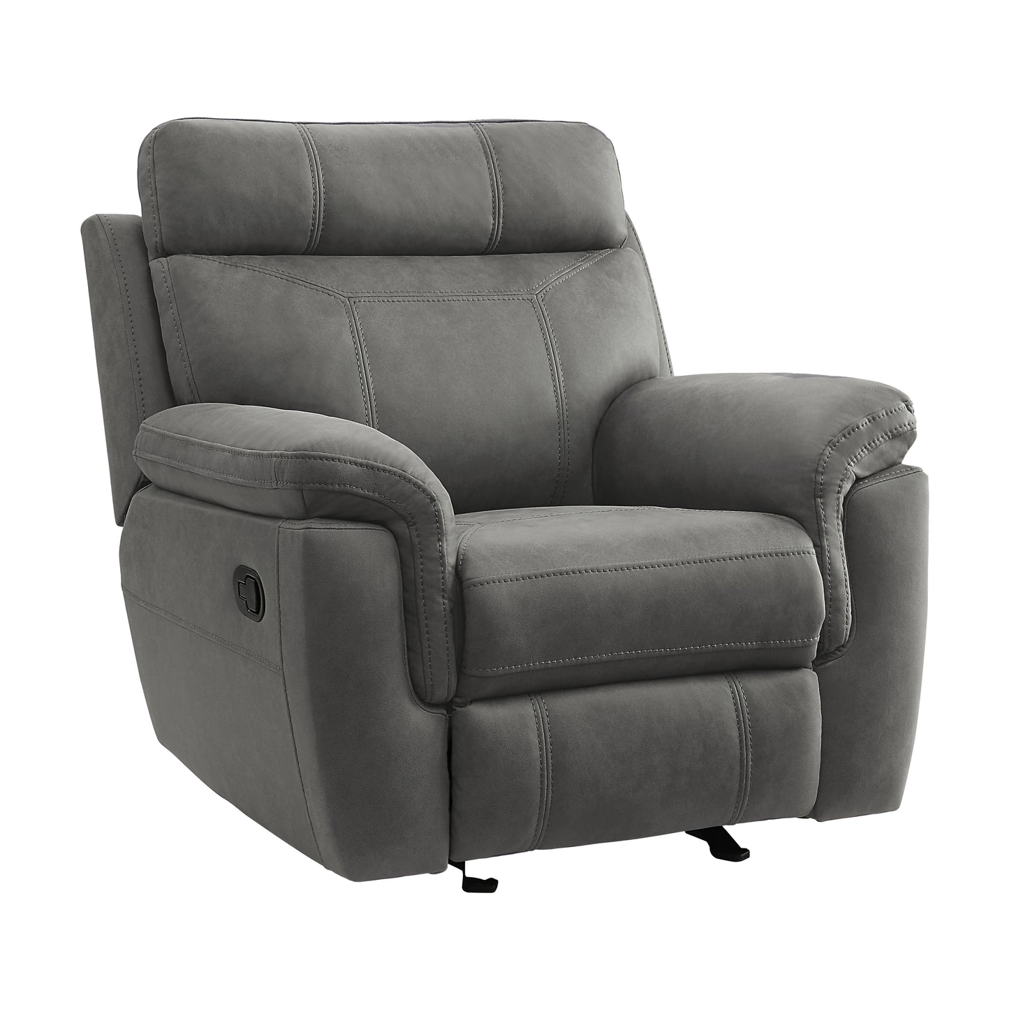 Homelegance Clifton Glider Recliner Chair in Pewter Polished Microfiber 9301GRY-1