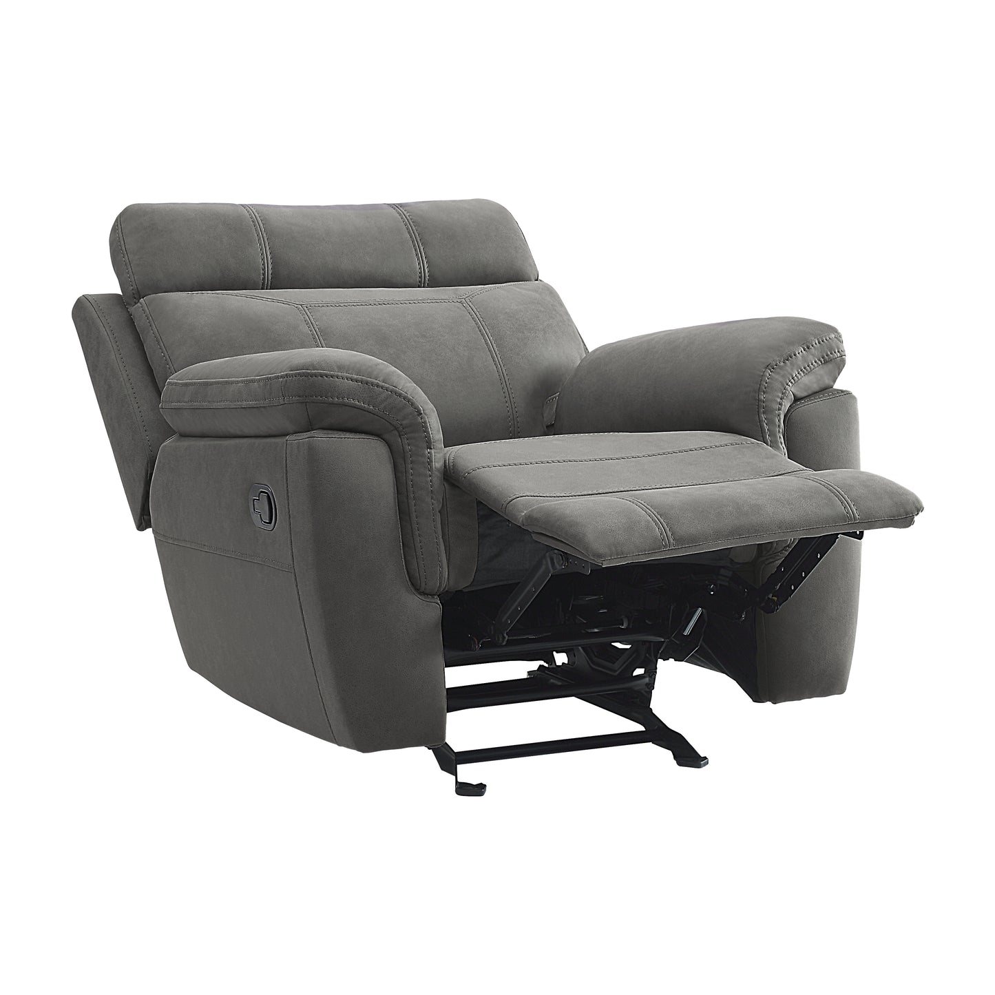 Homelegance Clifton Glider Recliner Chair in Pewter Polished Microfiber 9301GRY-1