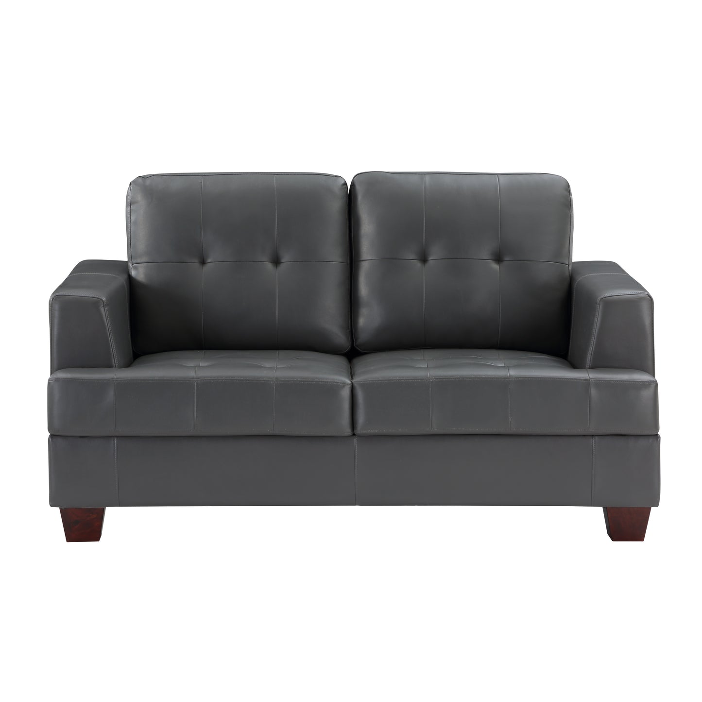 Homelegance Hinsall Loveseat in Premium Gray Faux Leather 9309GY-2