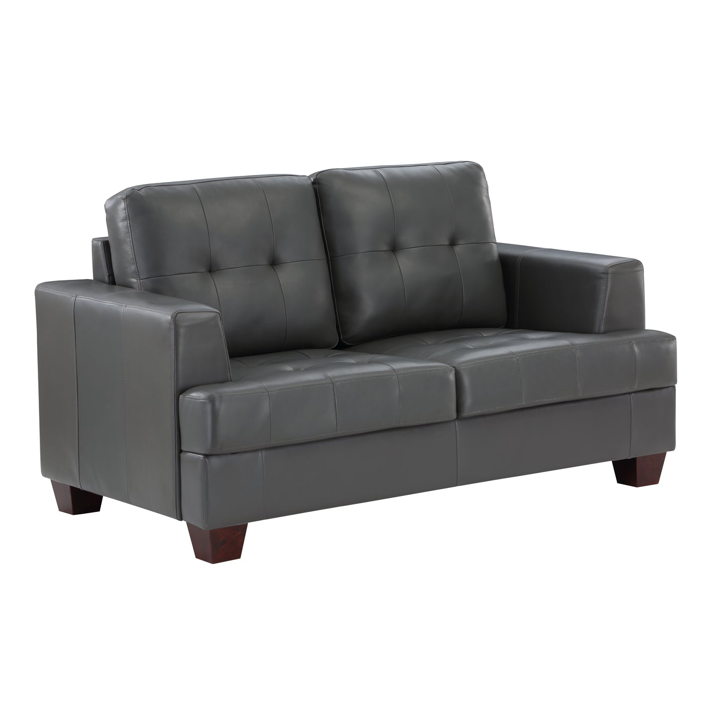 Homelegance Hinsall Loveseat in Premium Gray Faux Leather 9309GY-2