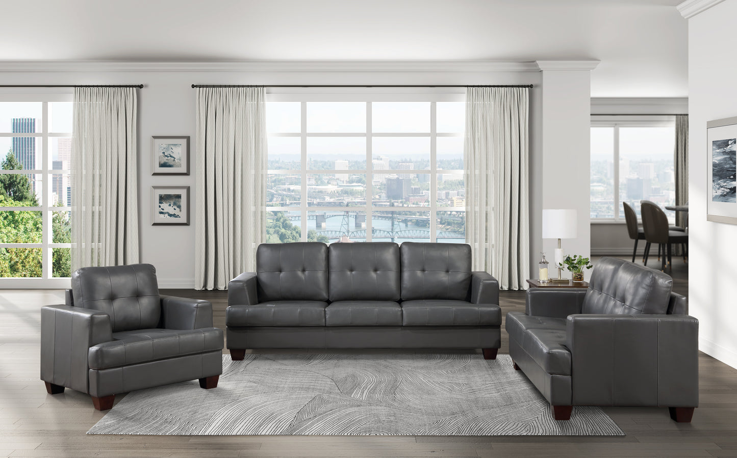 Homelegance Hinsall Accent Chair in Premium Gray Faux Leather 9309GY-1