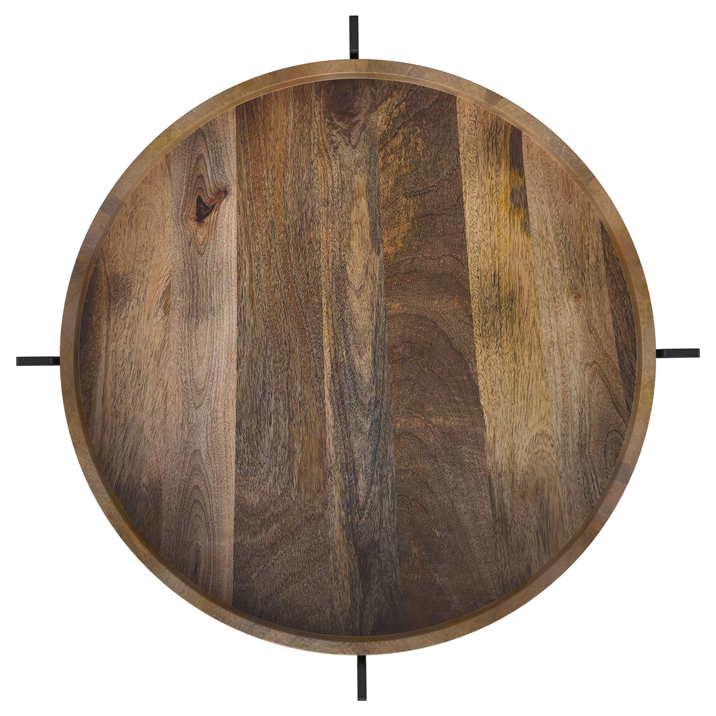 Adhvik Round Side Table with Marble Shelf Natural and Black