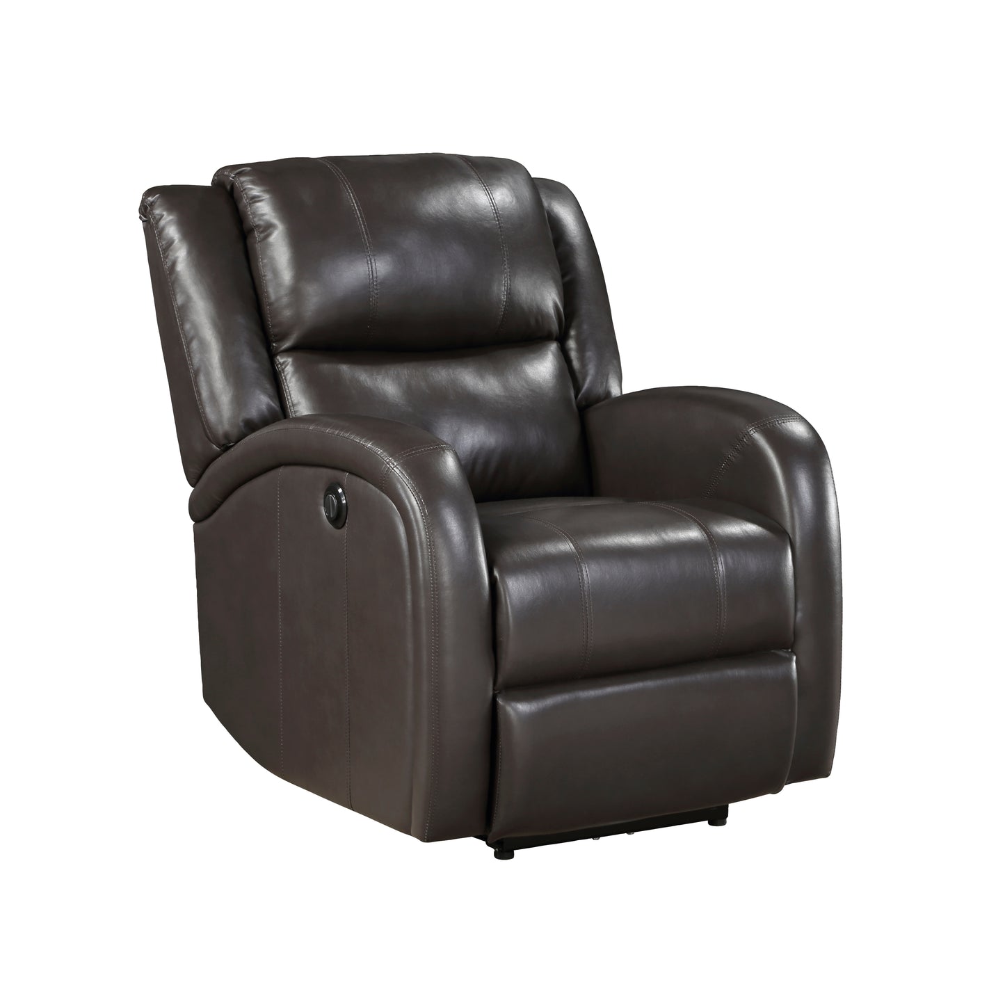 Homelegance Foxcroft Reclining Chair Power Recliner in Brown Faux Leather 9316PUBR-1PW