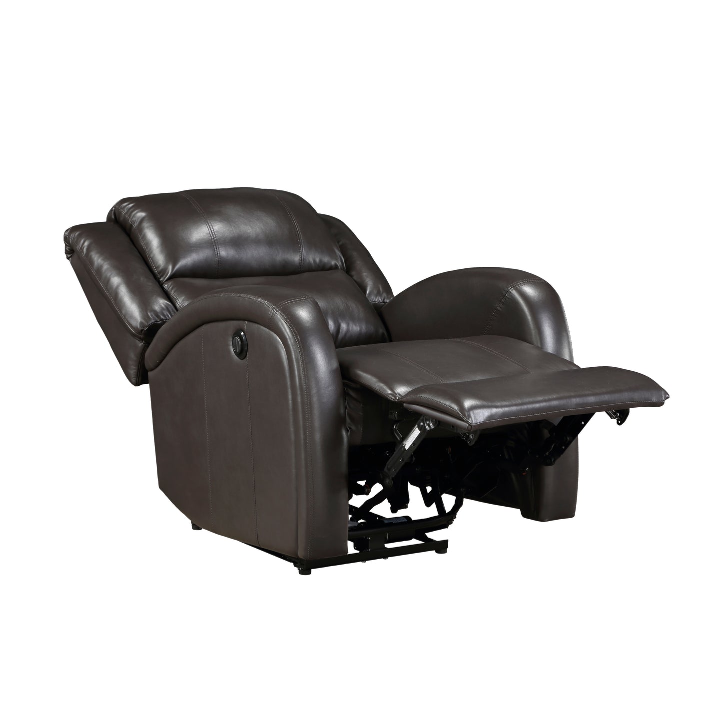 Homelegance Foxcroft Reclining Chair Power Recliner in Brown Faux Leather 9316PUBR-1PW