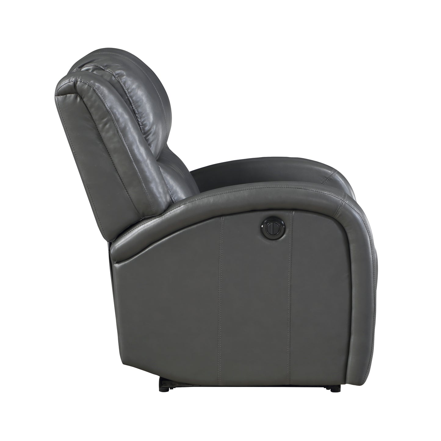 Homelegance Foxcroft Reclining Chair Power Recliner in Gray Faux Leather 9316PUGY-1PW
