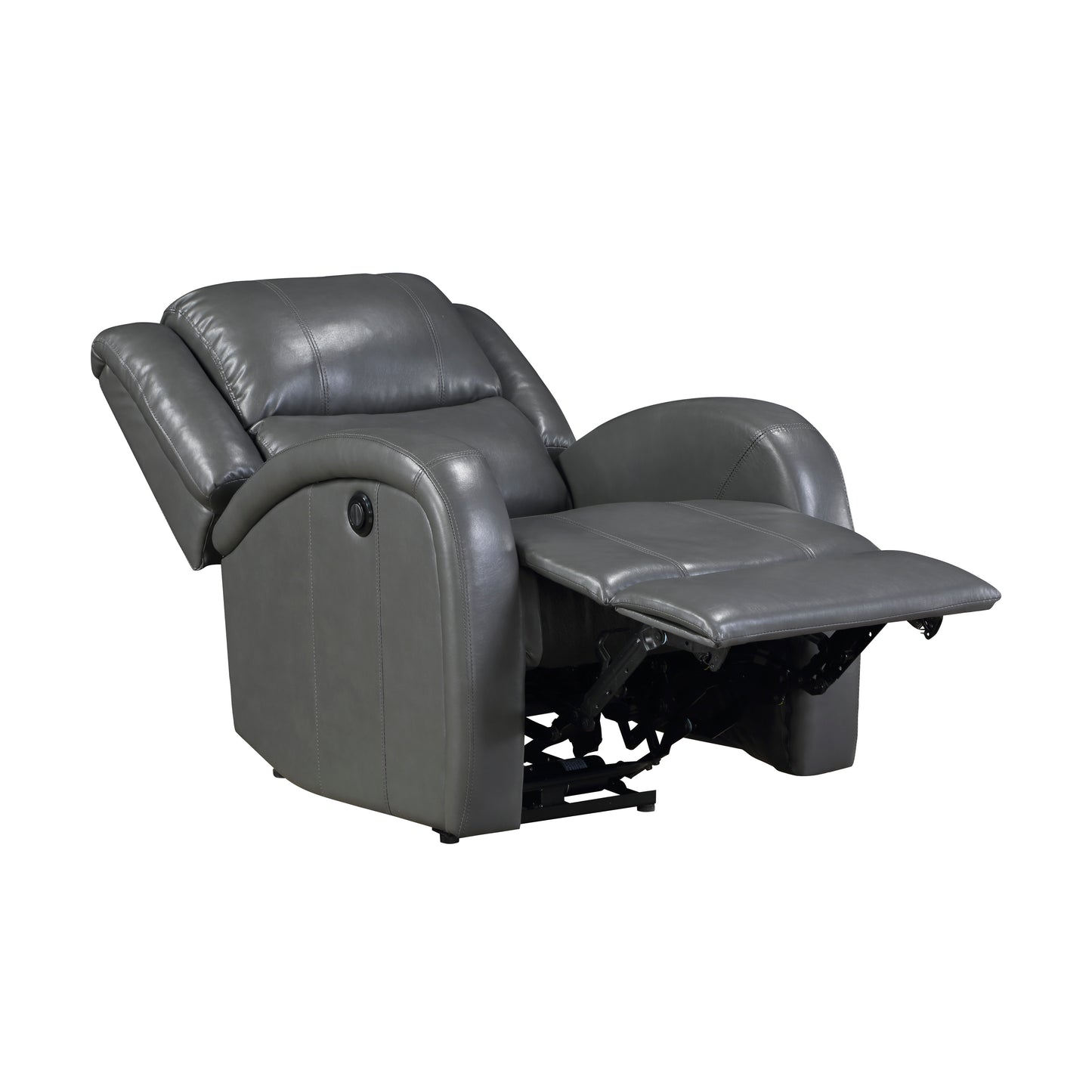 Homelegance Foxcroft Reclining Chair Power Recliner in Gray Faux Leather 9316PUGY-1PW