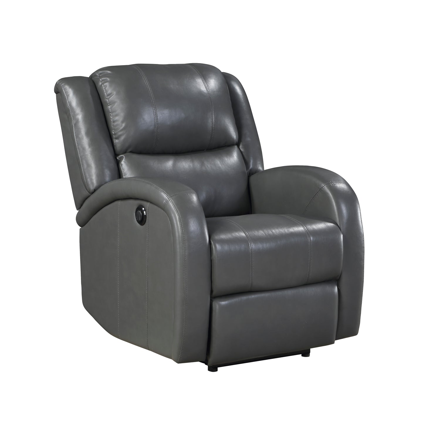 Homelegance Foxcroft Reclining Chair Power Recliner in Gray Faux Leather 9316PUGY-1PW
