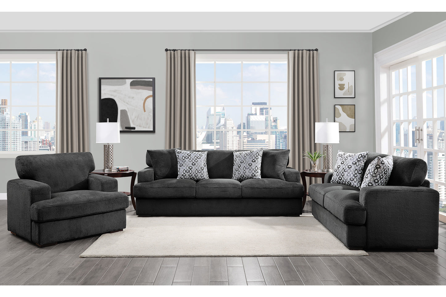 Homelegance Rivermeade Accent Chair in Gray Textured Microfiber 9318CBN-1