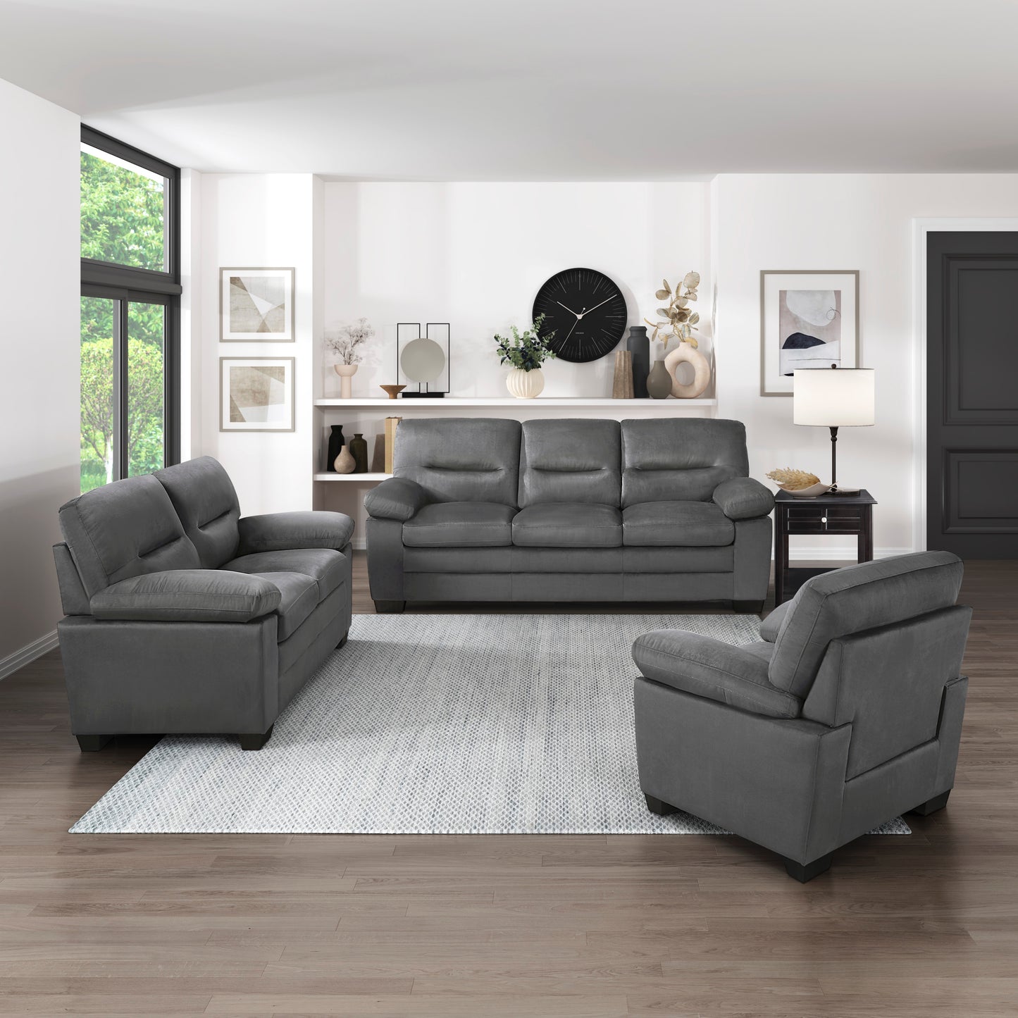 Homelegance Keighly Dark Gray Accent Chair with Textured Fabric 9328DG-1