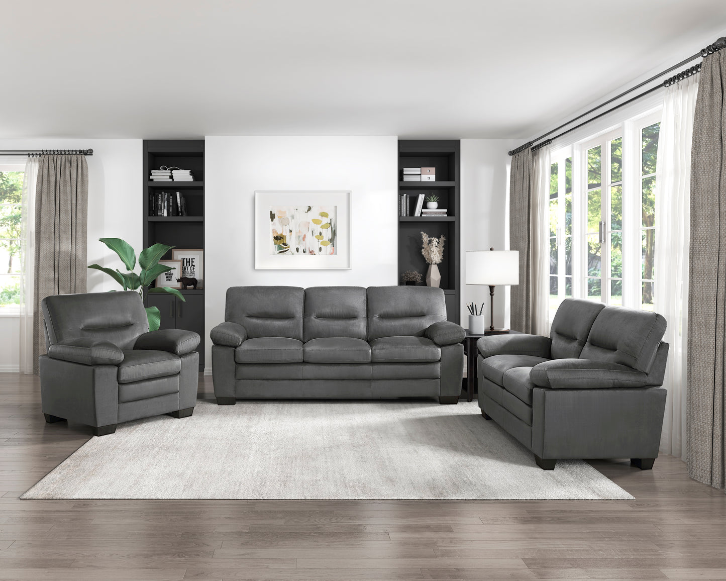 Homelegance Keighly Dark Gray Accent Chair with Textured Fabric 9328DG-1