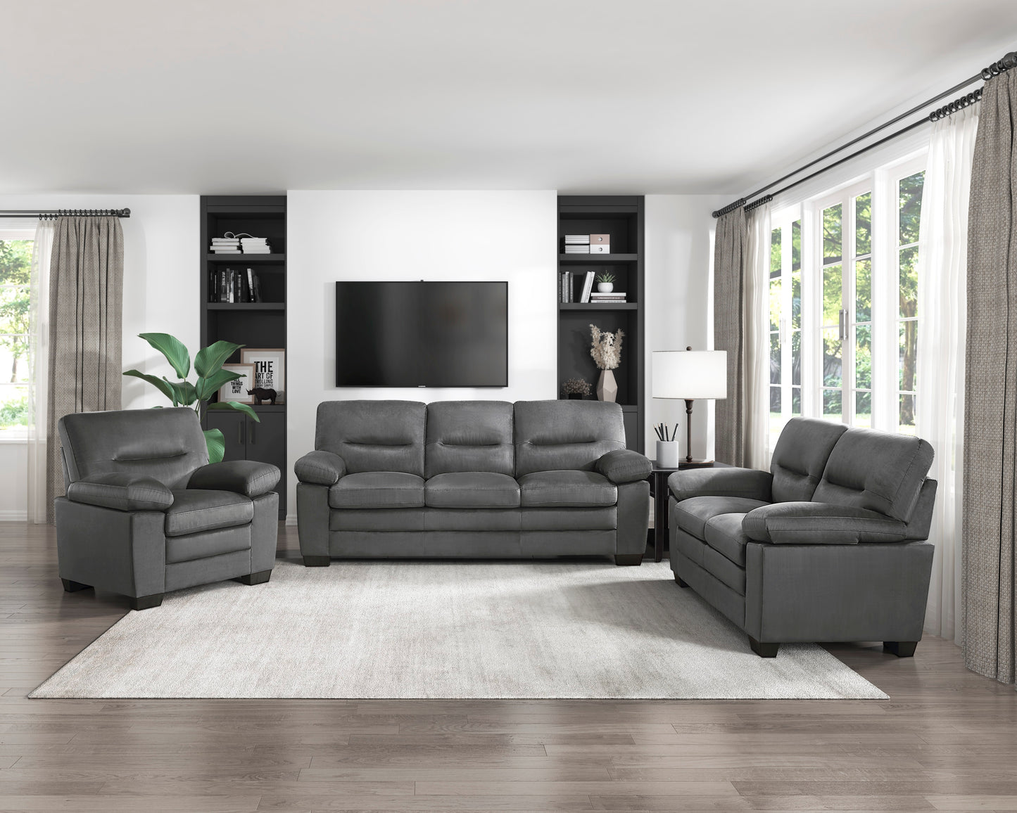 Homelegance Keighly Dark Gray Accent Chair with Textured Fabric 9328DG-1