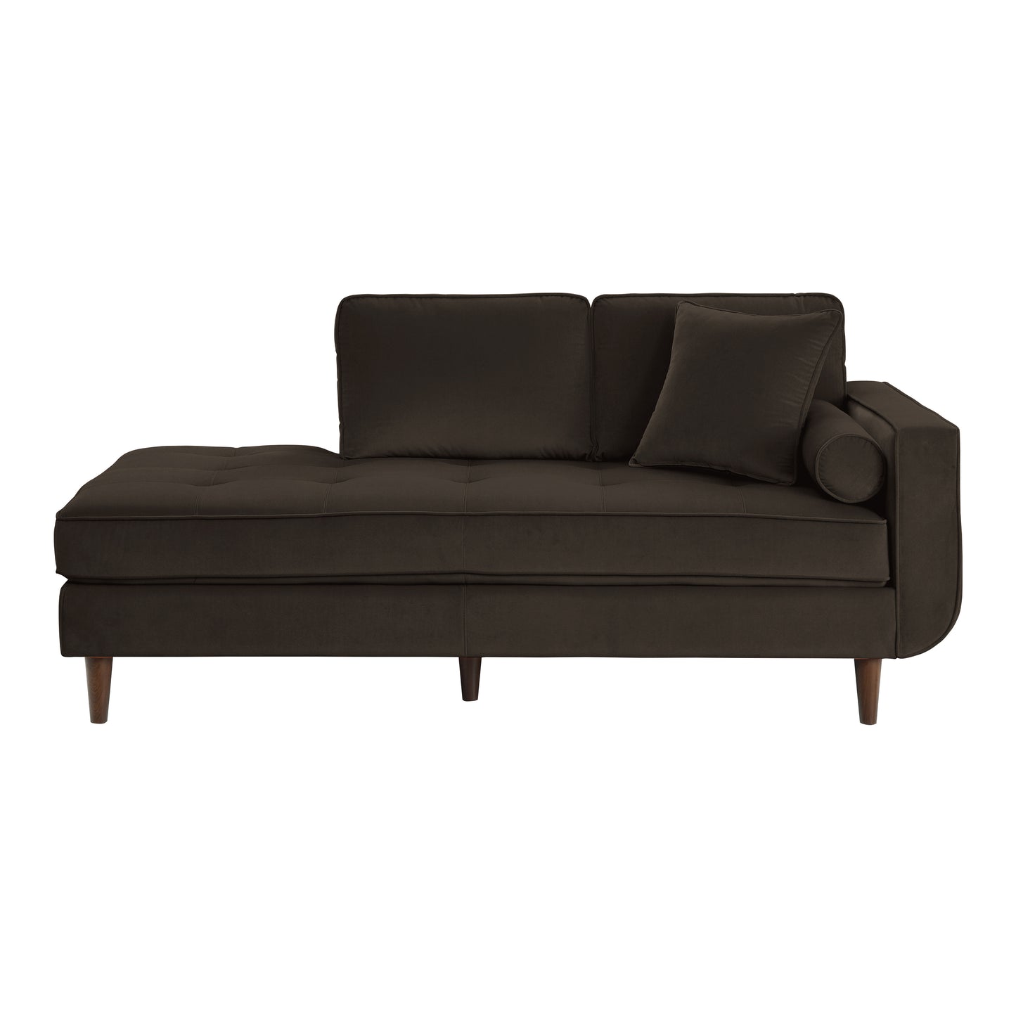 Homelegance Rand Chocolate Velvet Chaise with Matching Pillows 9329CH-5
