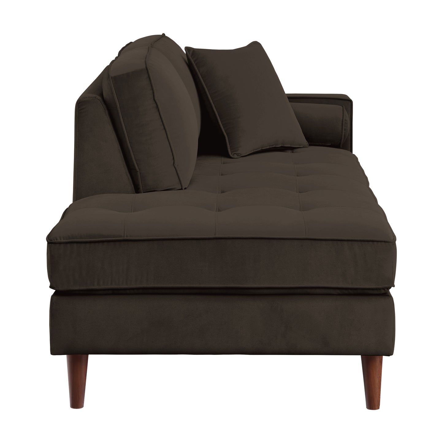 Homelegance Rand Chocolate Velvet Chaise with Matching Pillows 9329CH-5