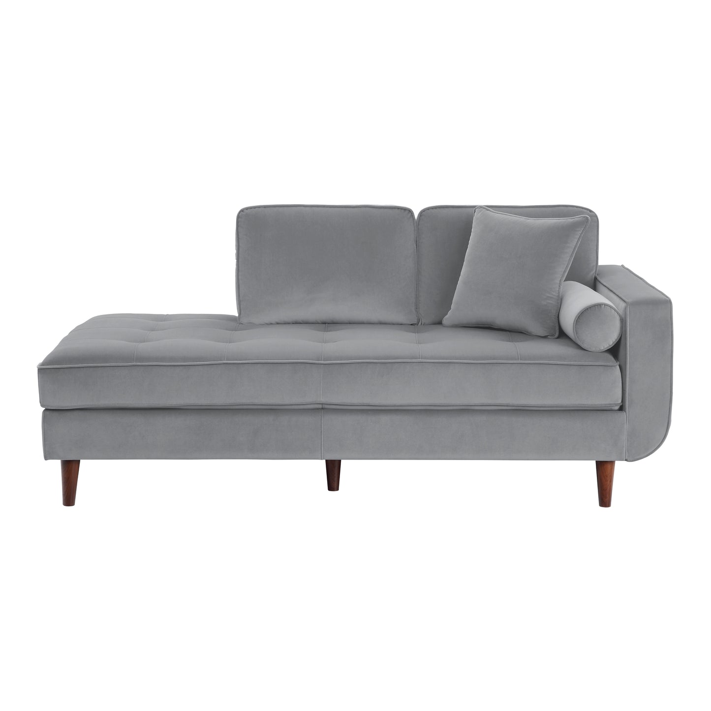 Homelegance Rand Gray Velvet Chaise with Matching Pillows 9329GY-5