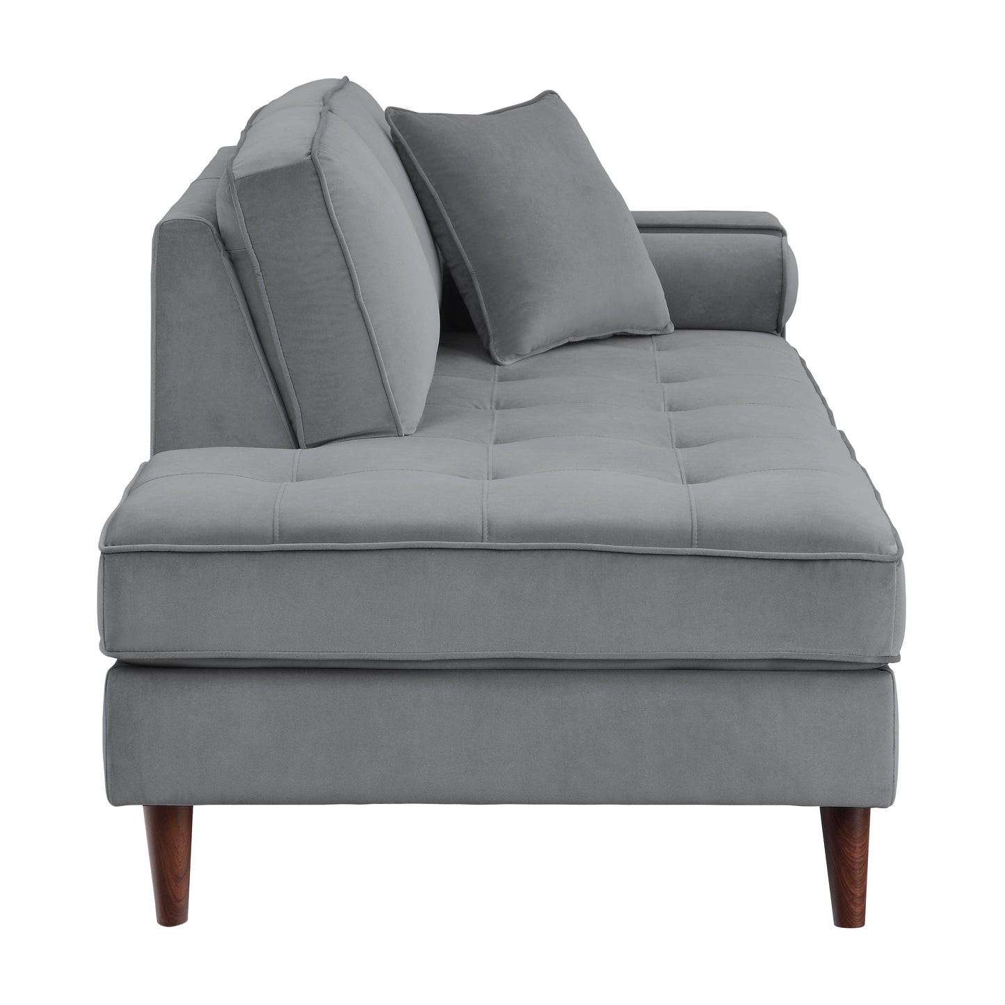 Homelegance Rand Gray Velvet Chaise with Matching Pillows 9329GY-5