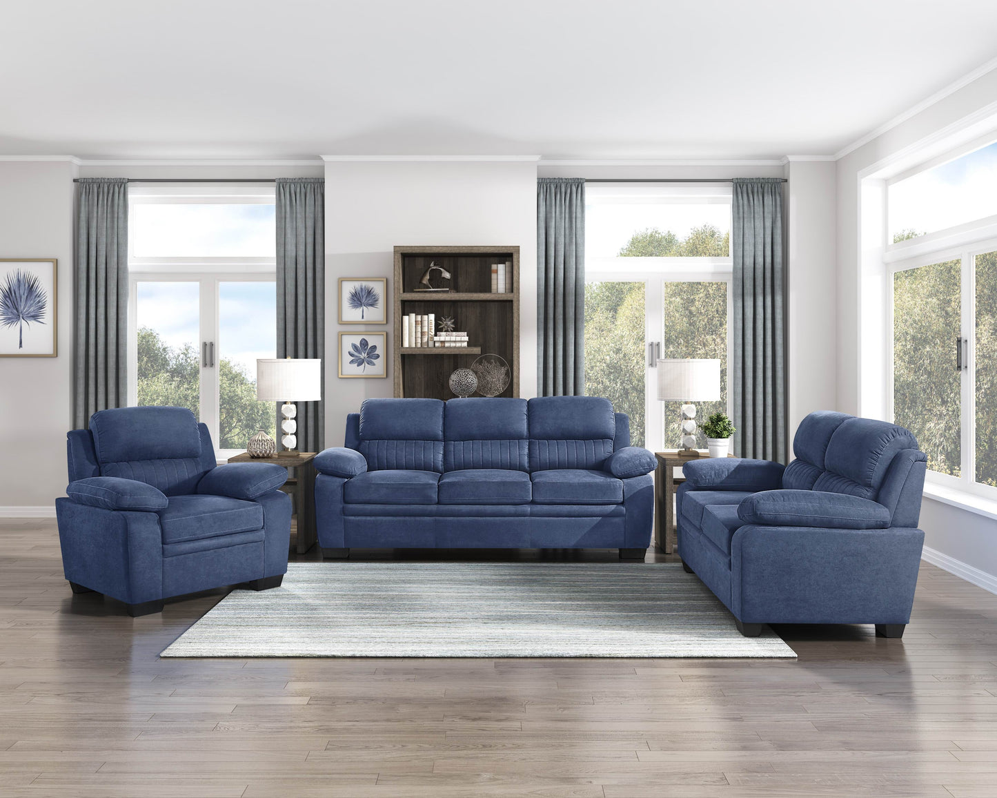 Homelegance Holleman Accent Chair in Textured Blue Fabric 9333BU-1