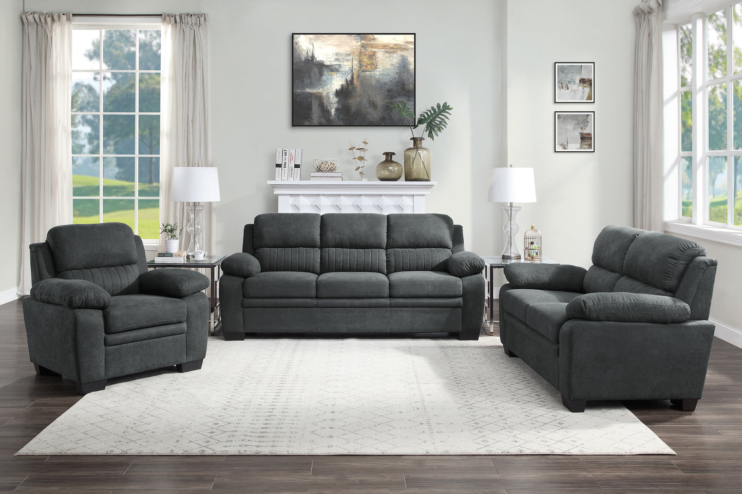 Homelegance Holleman Dark Gray Textured Fabric Accent Chair 9333DG-1