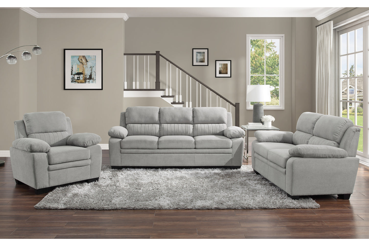 Homelegance Holleman Accent Chair in Textured Gray Fabric 9333GY-1