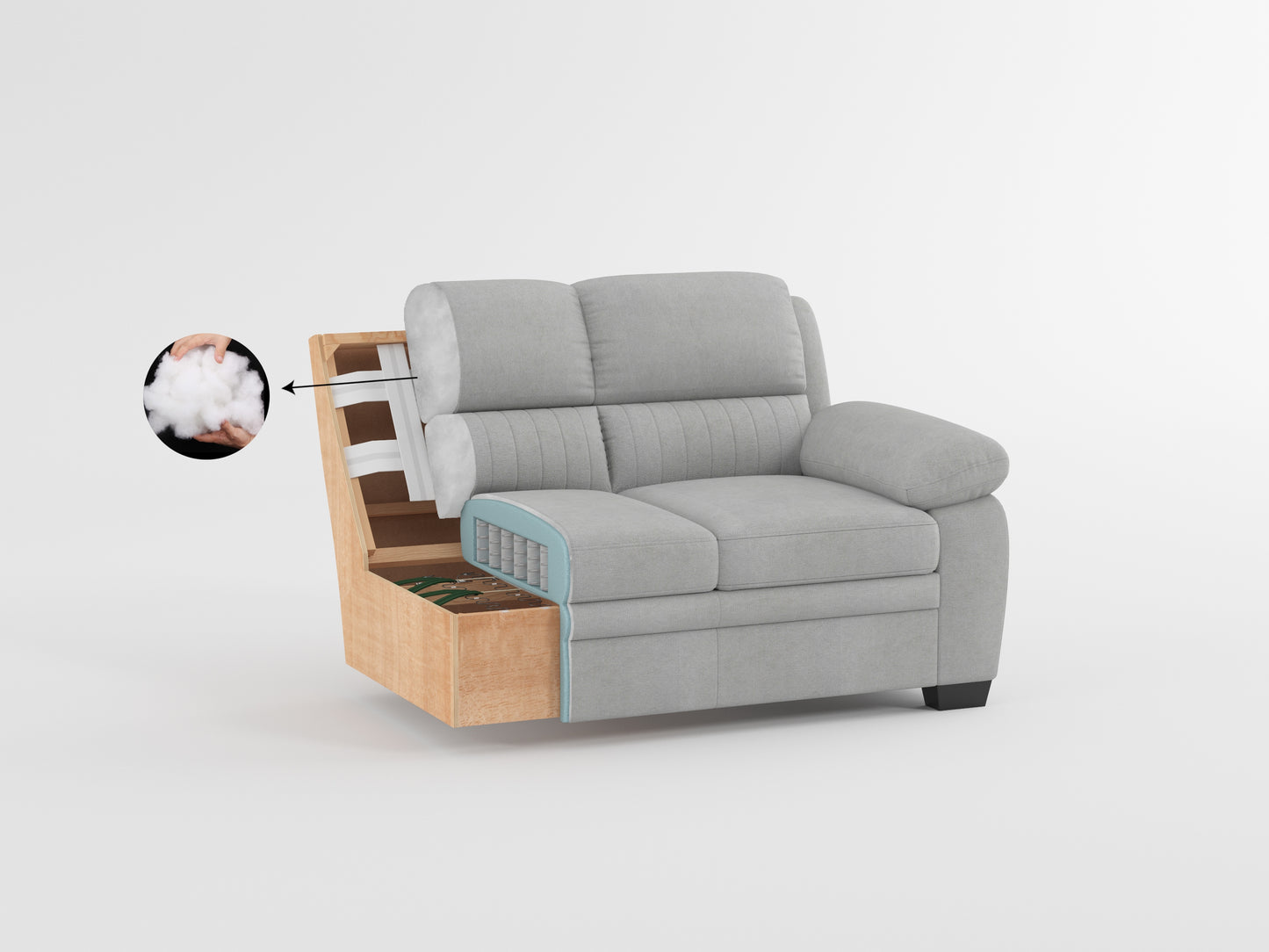 Homelegance Holleman Sectional Sofa Gray Textured Fabric Plush Comfort 9333GY-3