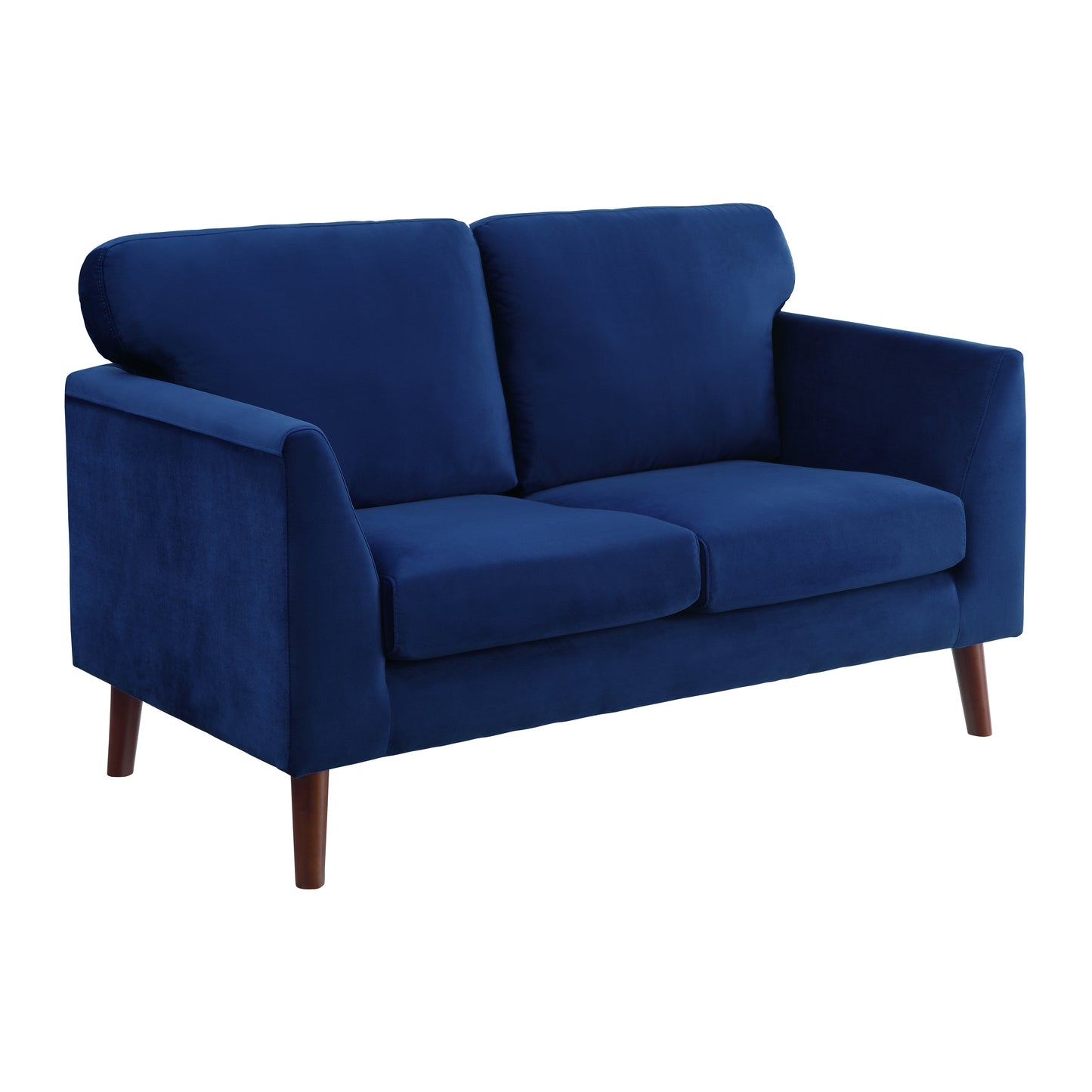 Homelegance Tolley Loveseat in Blue Velvet with Reversible Cushions 9338BU-2
