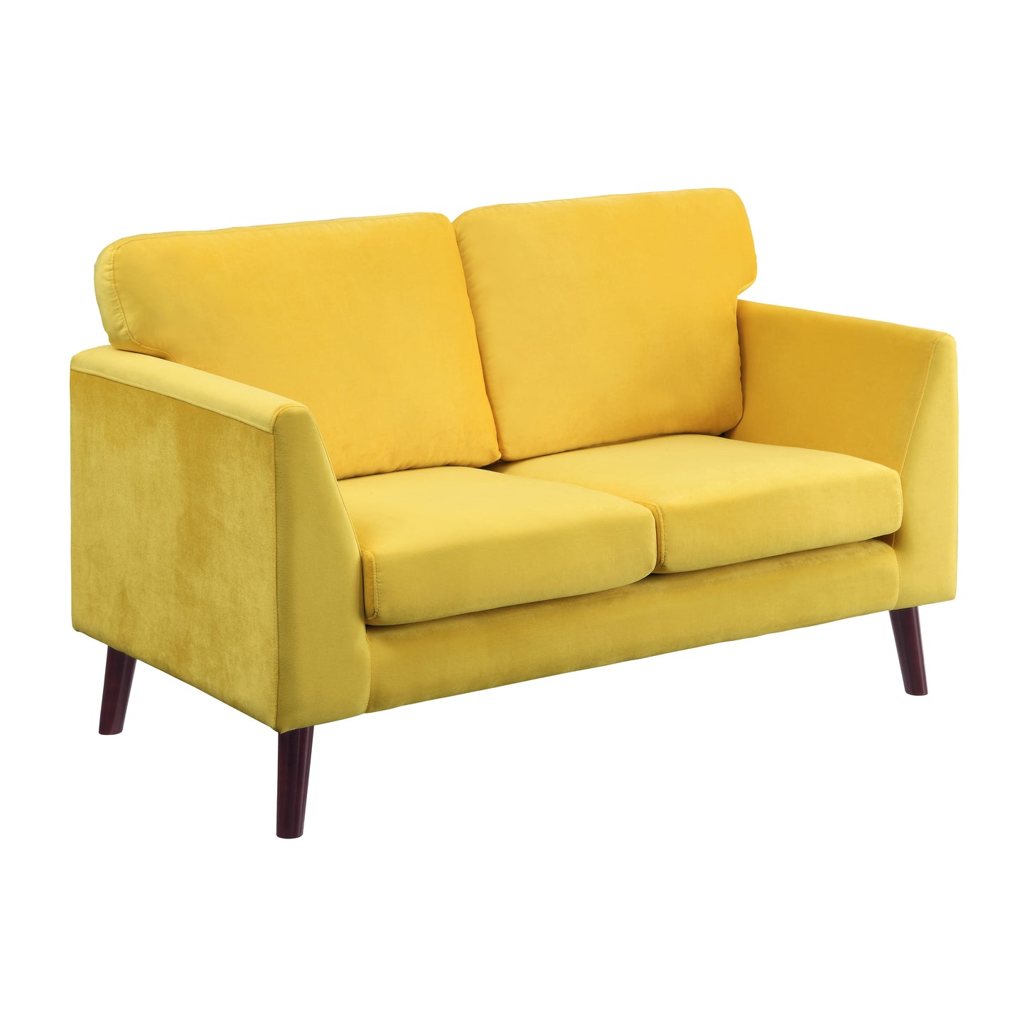 Homelegance Tolley Loveseat in Yellow Velvet with Reversible Cushions 9338YW-2