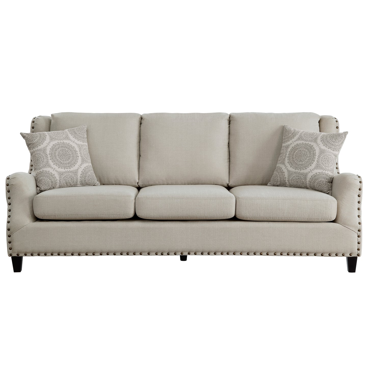 Homelegance Halton Sectional Sofa Beige Textured Fabric with Nailhead Trim 9339BE-3