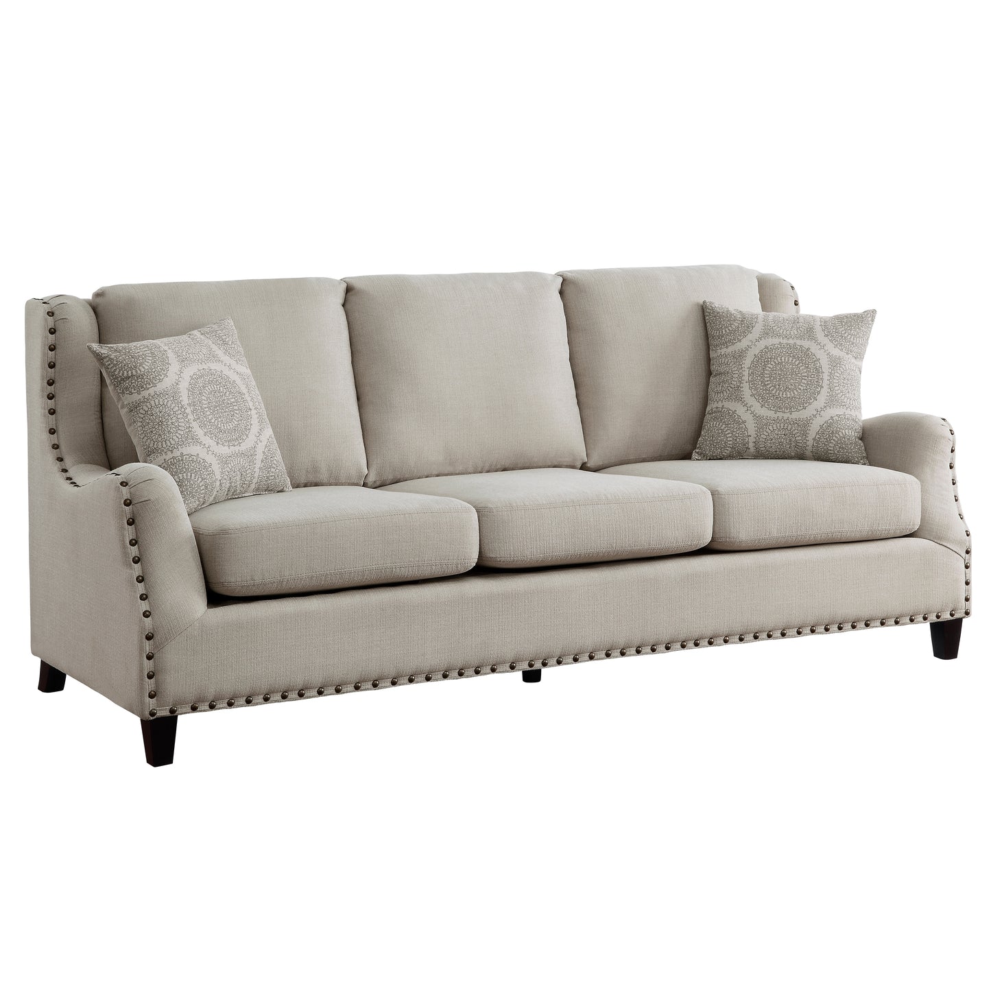 Homelegance Halton Sectional Sofa Beige Textured Fabric with Nailhead Trim 9339BE-3