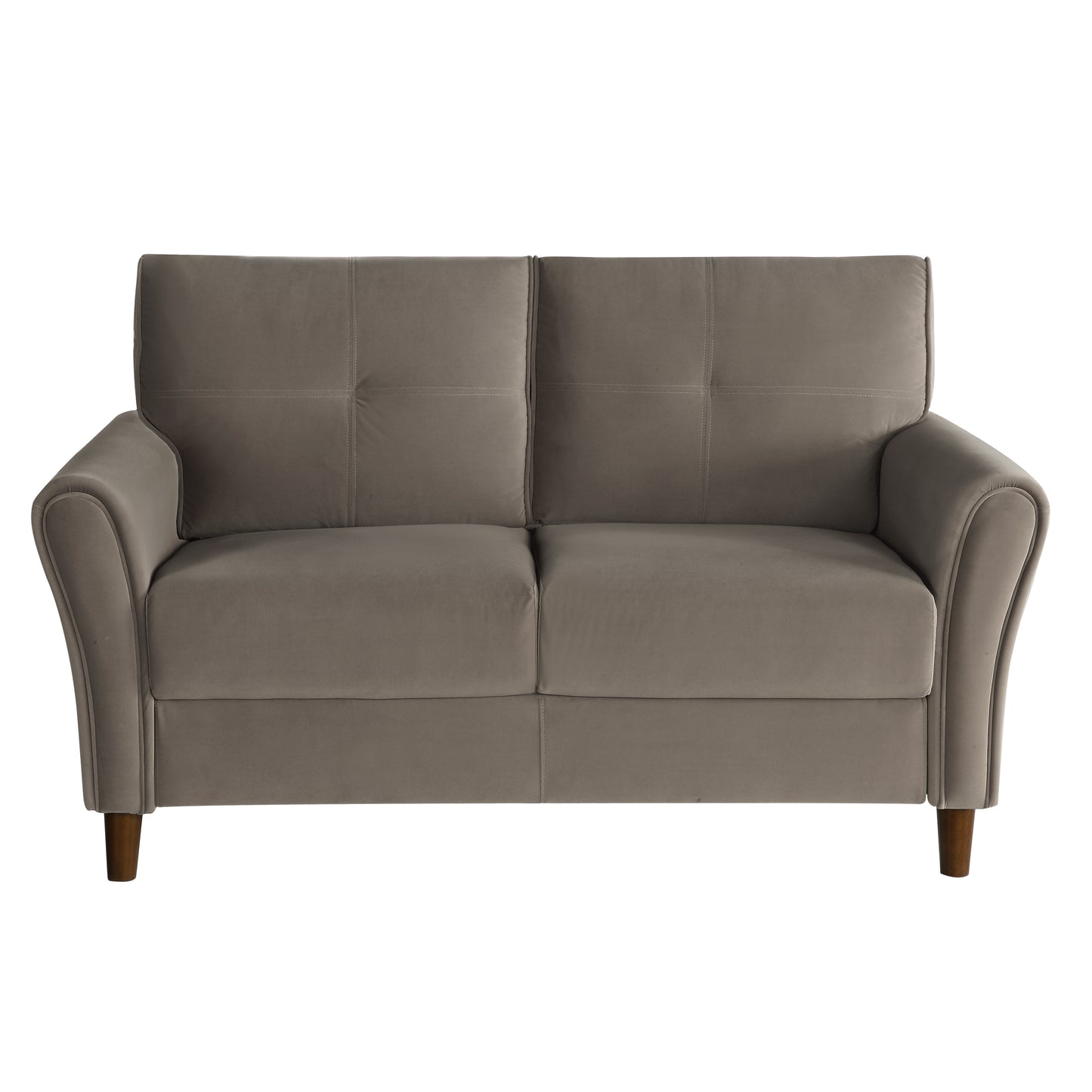 Homelegance Dunleith Loveseat in Brown Velvet with Tufted Detail 9348BRW-2
