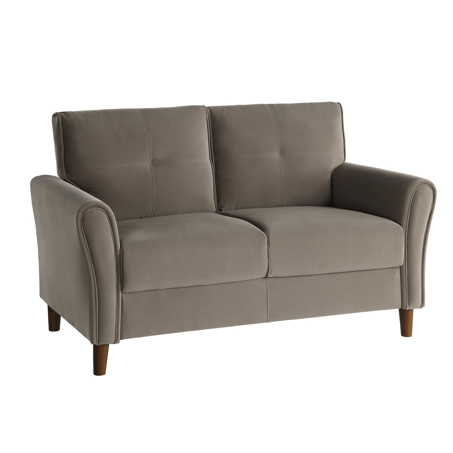 Homelegance Dunleith Loveseat in Brown Velvet with Tufted Detail 9348BRW-2