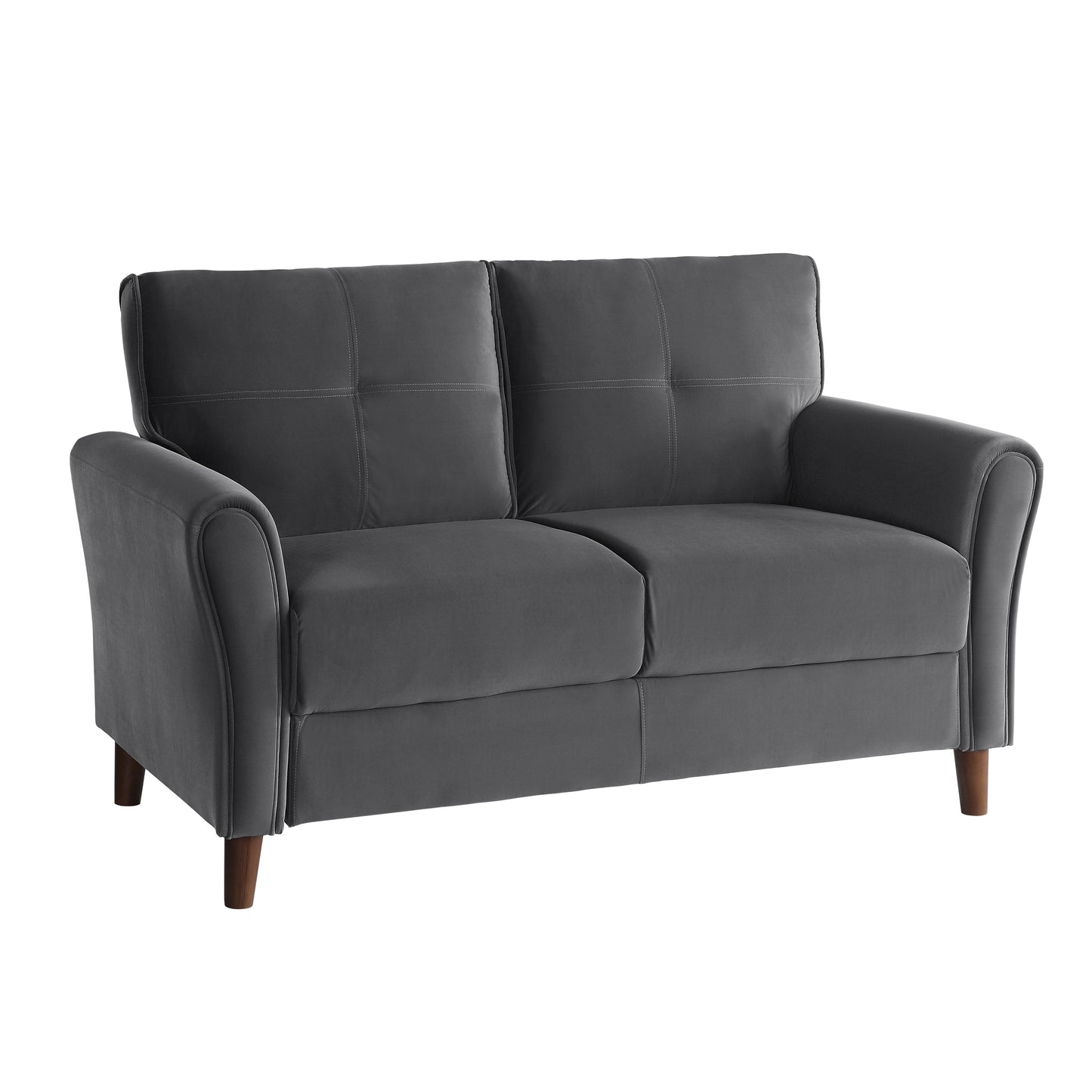 Homelegance Dunleith Loveseat in Gray Velvet with Tufted Detail 9348GRY-2