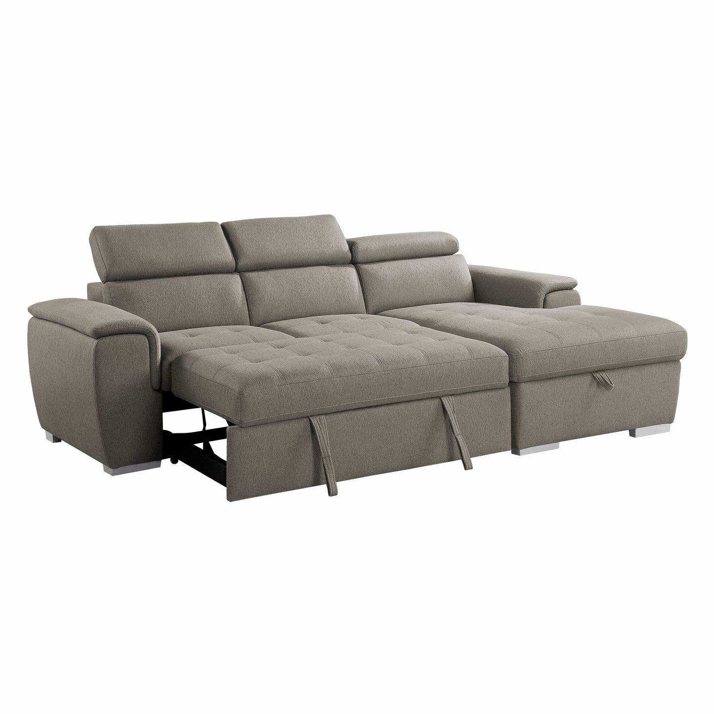 Homelegance Berel Sectional Sofa Brown Chenille with Pull-Out Bed and Storage 9355BR-22LRC