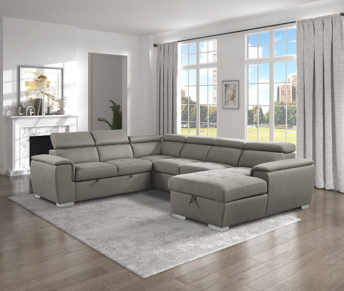 Homelegance Berel Sectional Sofa in Brown 9355BR-42LRC