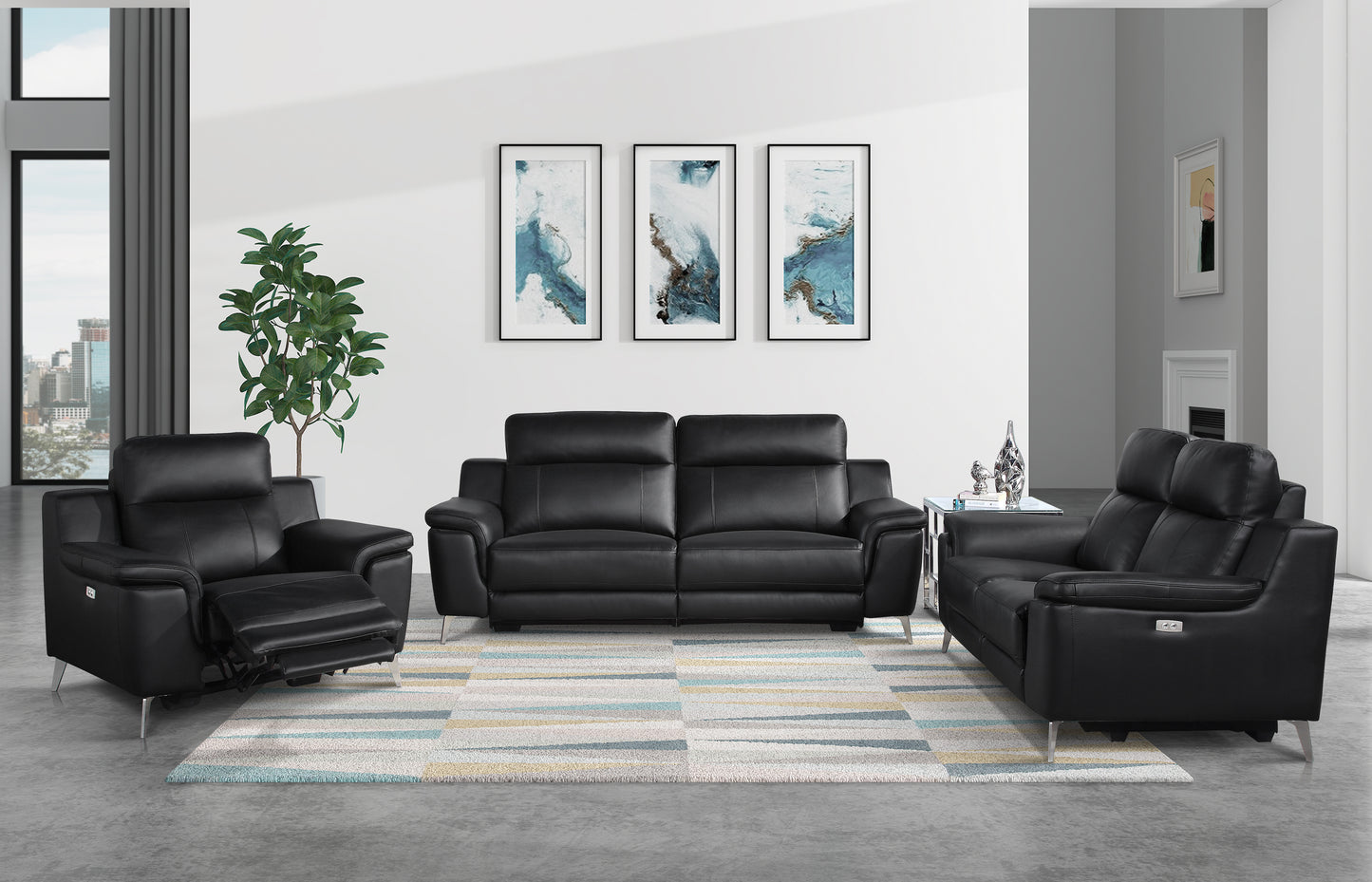 Homelegance Antonio Reclining Chair Power Recliner in Black 9360BLK-1PW