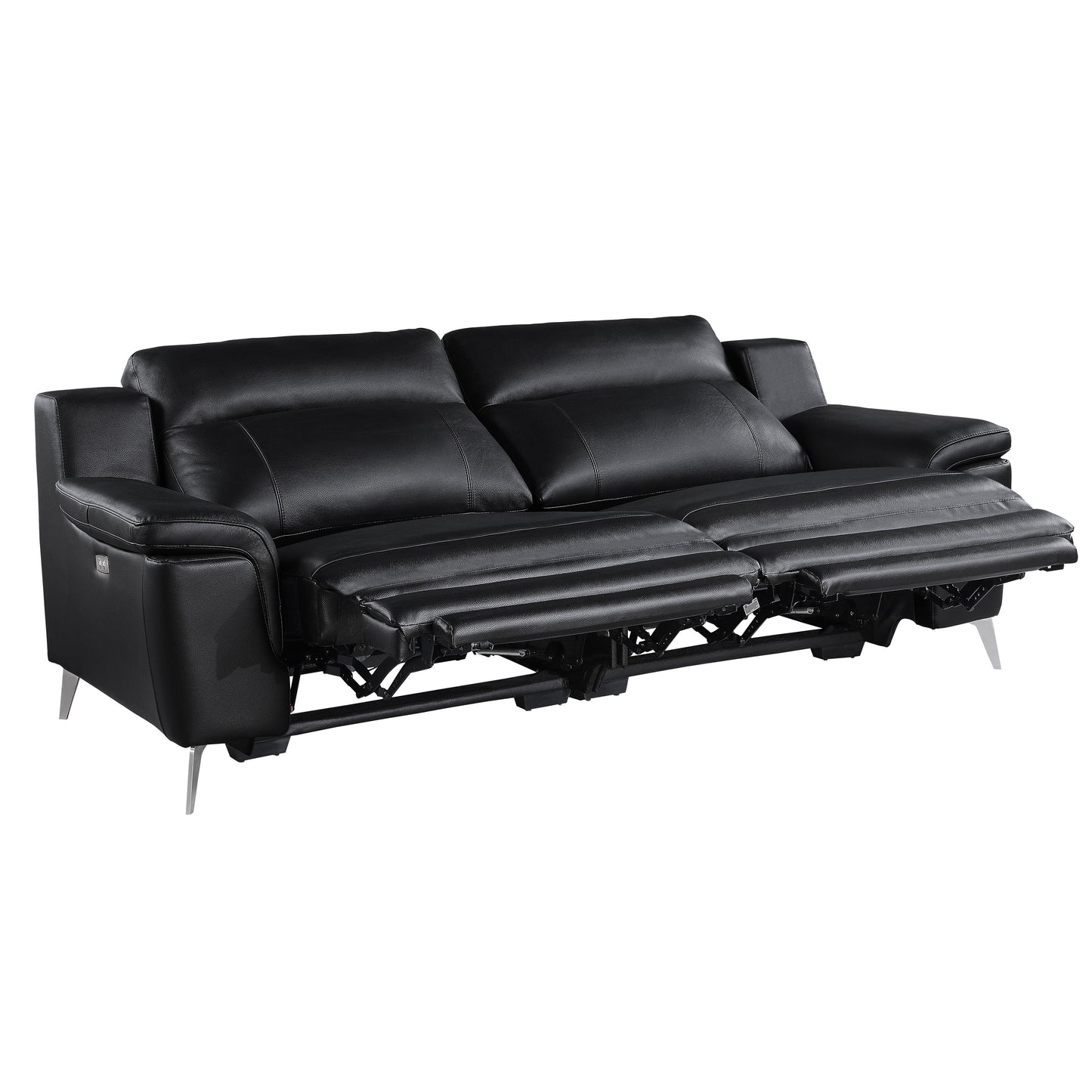 Homelegance Power Reclining Sofa in Black Leather 9360BLK-3PW
