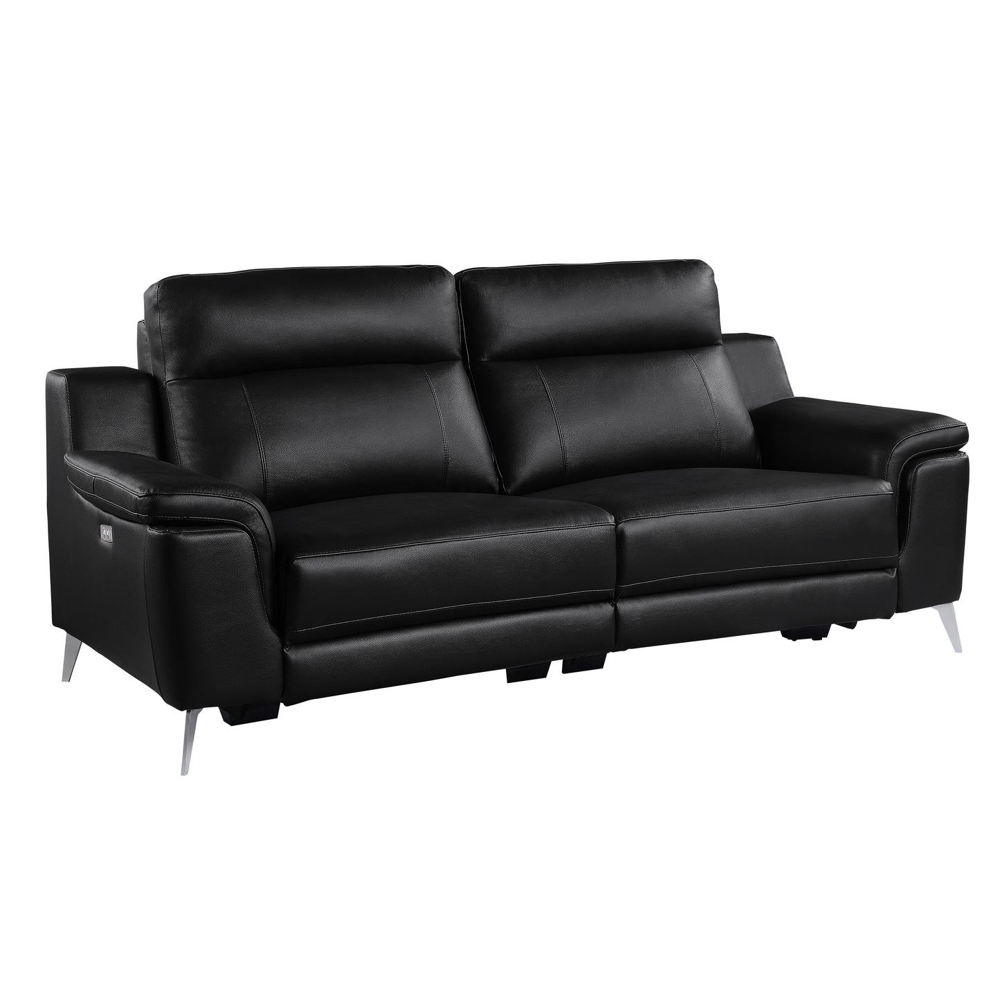 Homelegance Power Reclining Sofa in Black Leather 9360BLK-3PW