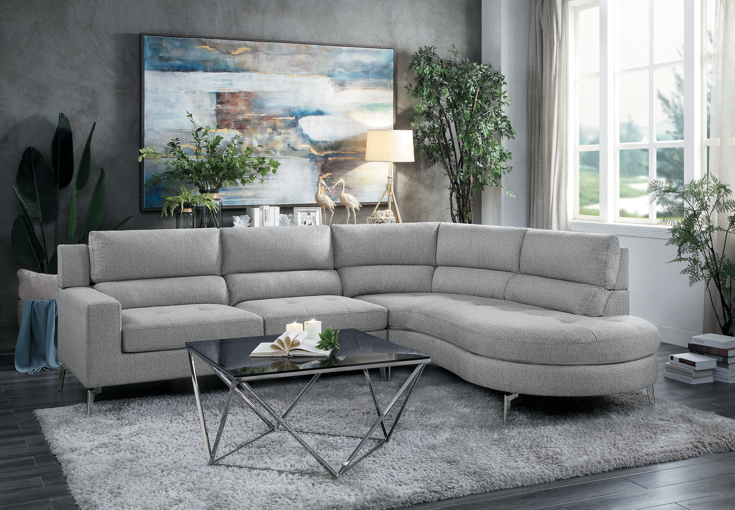 Homelegance Bonita Sectional Sofa in Gray 9879GY-SC