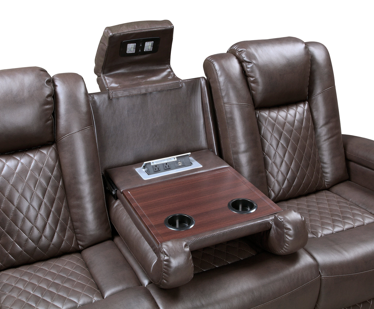 Homelegance Caelan Dark Brown Power Reclining Sectional Sofa 9366DB-3PWH