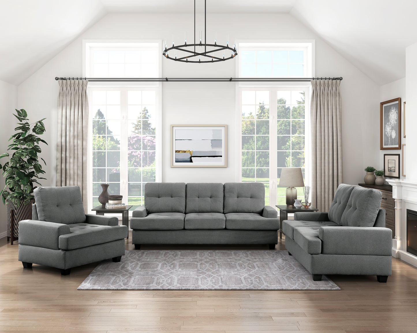 Homelegance Dunstan Accent Chair in Dark Gray Textured Fabric 9367DGY-1N