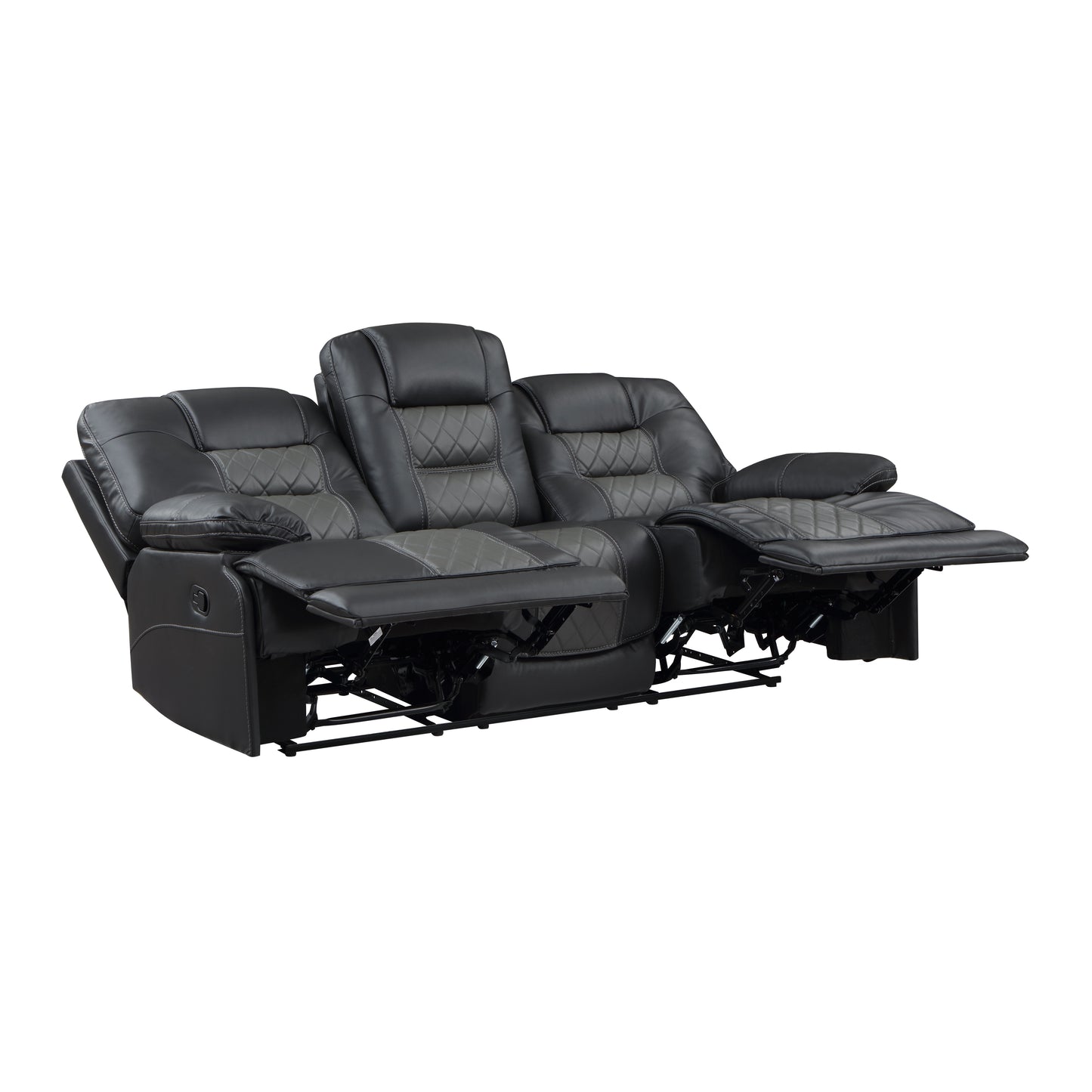 Homelegance Fabian Sectional Sofa Two-Tone Gray Faux Leather 9388GRY-3