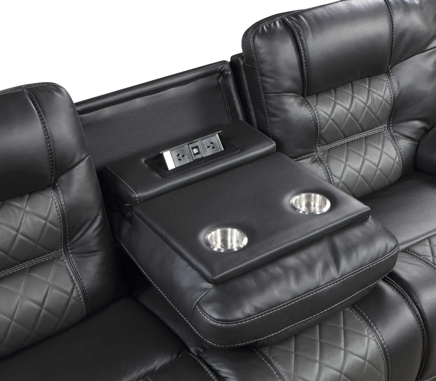 Homelegance Fabian Sectional Sofa Two-Tone Gray Faux Leather 9388GRY-3